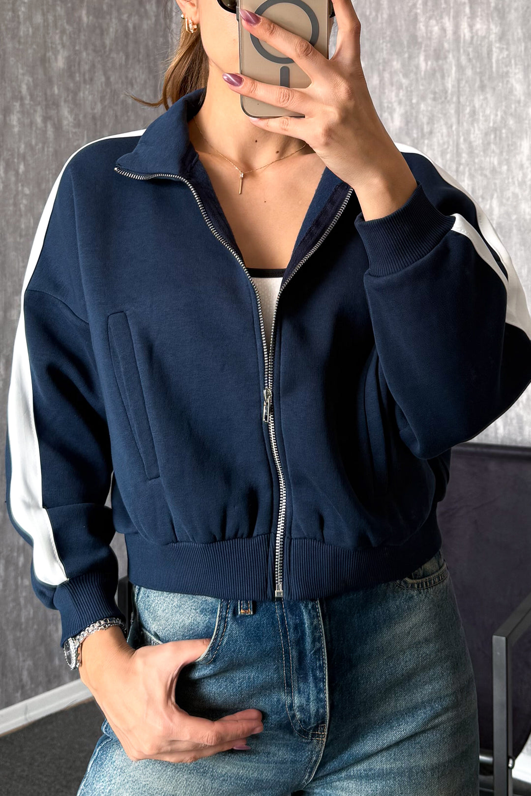 MPL Kadın 3 İp Hakim Yaka Fermuarlı Sweat 21954 - Stow