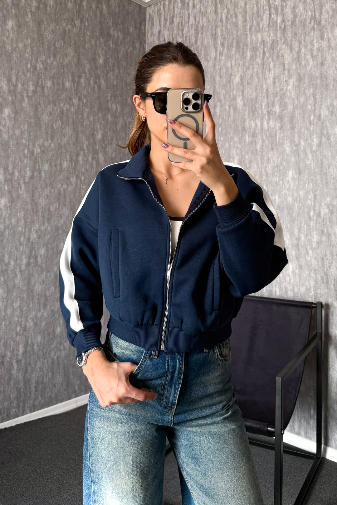 MPL Kadın 3 İp Hakim Yaka Fermuarlı Sweat 21954 - Stow