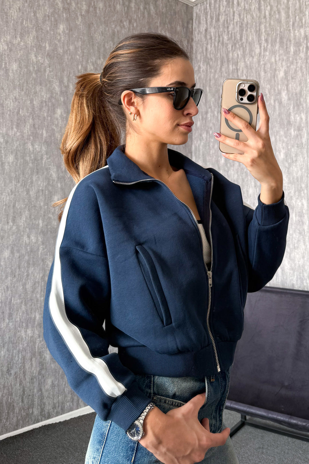 MPL Kadın 3 İp Hakim Yaka Fermuarlı Sweat 21954 - Stow