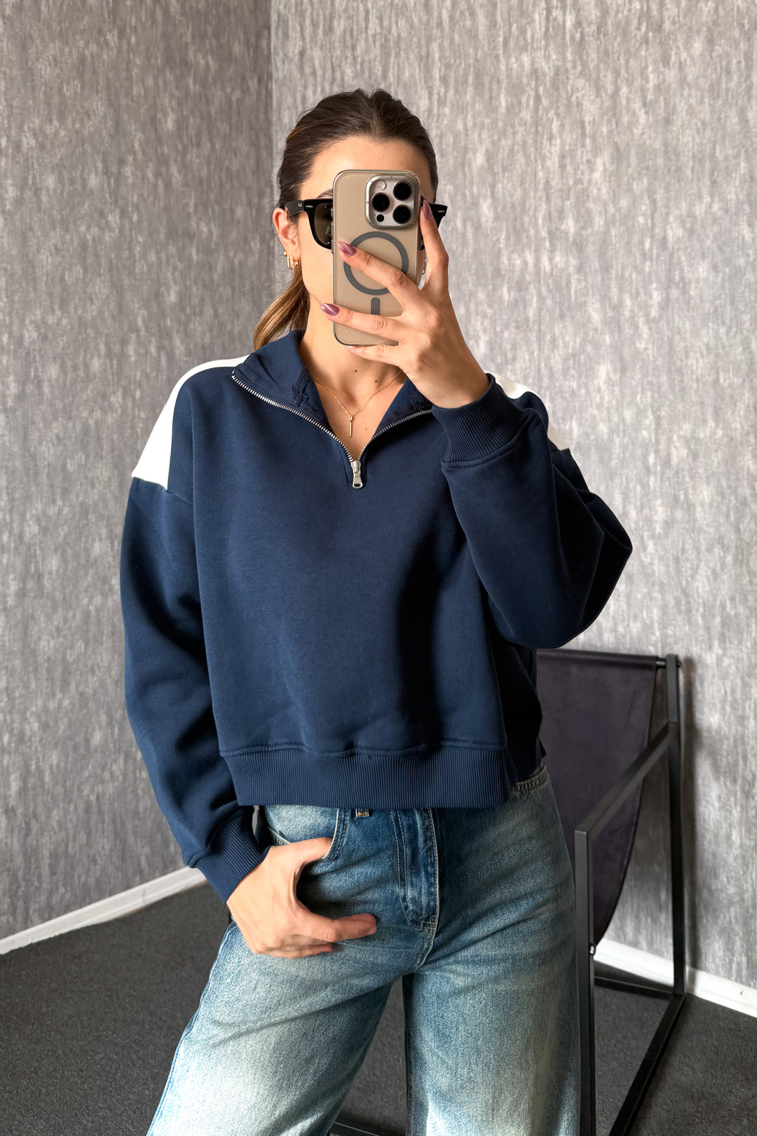 MPL Kadın 3 İp Hakim Yaka Fermuarlı Sweat 21954 - Stow