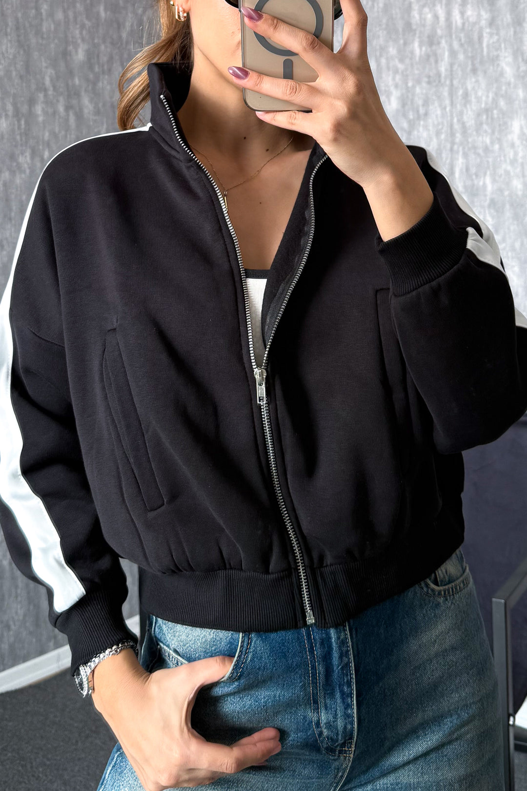 MPL Kadın 3 İp Hakim Yaka Fermuarlı Sweat 21954 - Zalău