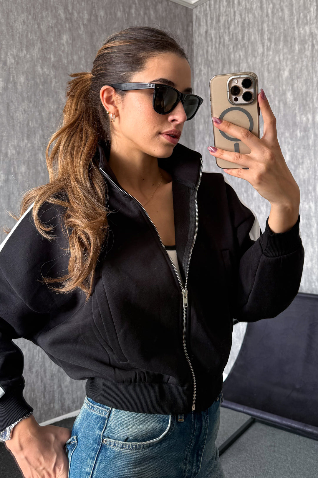 MPL Kadın 3 İp Hakim Yaka Fermuarlı Sweat 21954 - Zalău