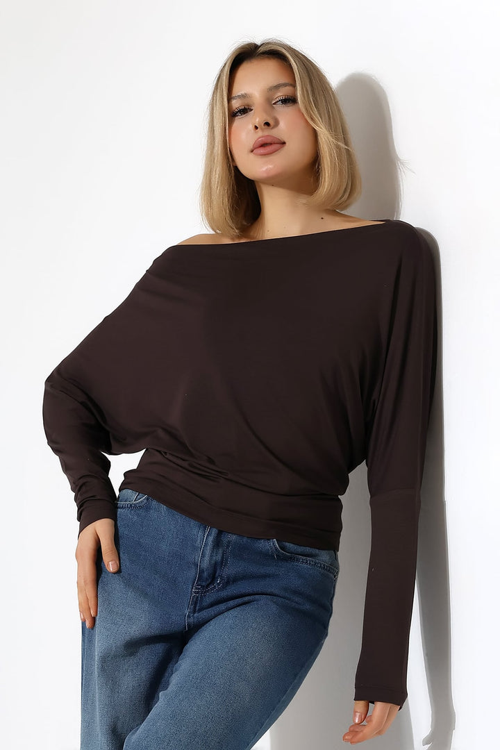 MPL Women's Off-Shoulder Asymmetric Long Sleeve Blouse - Innisfil