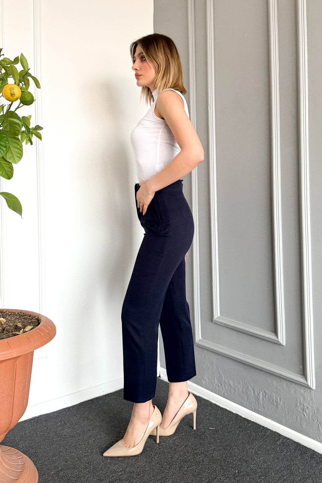 MPL Woman Brushed Carrot Foot Fabric Pants 1818 - Jena