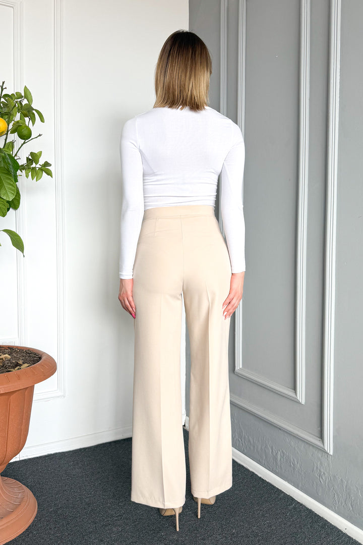 MPL Woman High Waist Wide Leg Fabric Pants 2225 - Spijkenisse