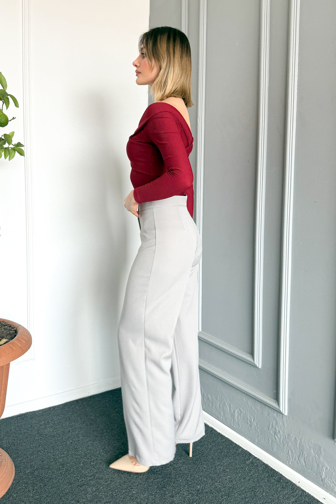 MPL Woman High Waist Wide Leg Fabric Pants 2225 - Corbeil-Essonnes
