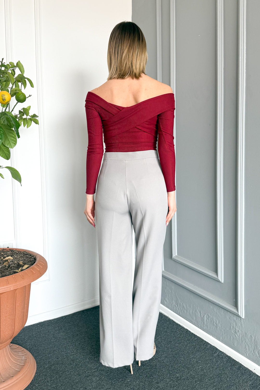 MPL Woman High Waist Wide Leg Fabric Pants 2225 - Corbeil-Essonnes
