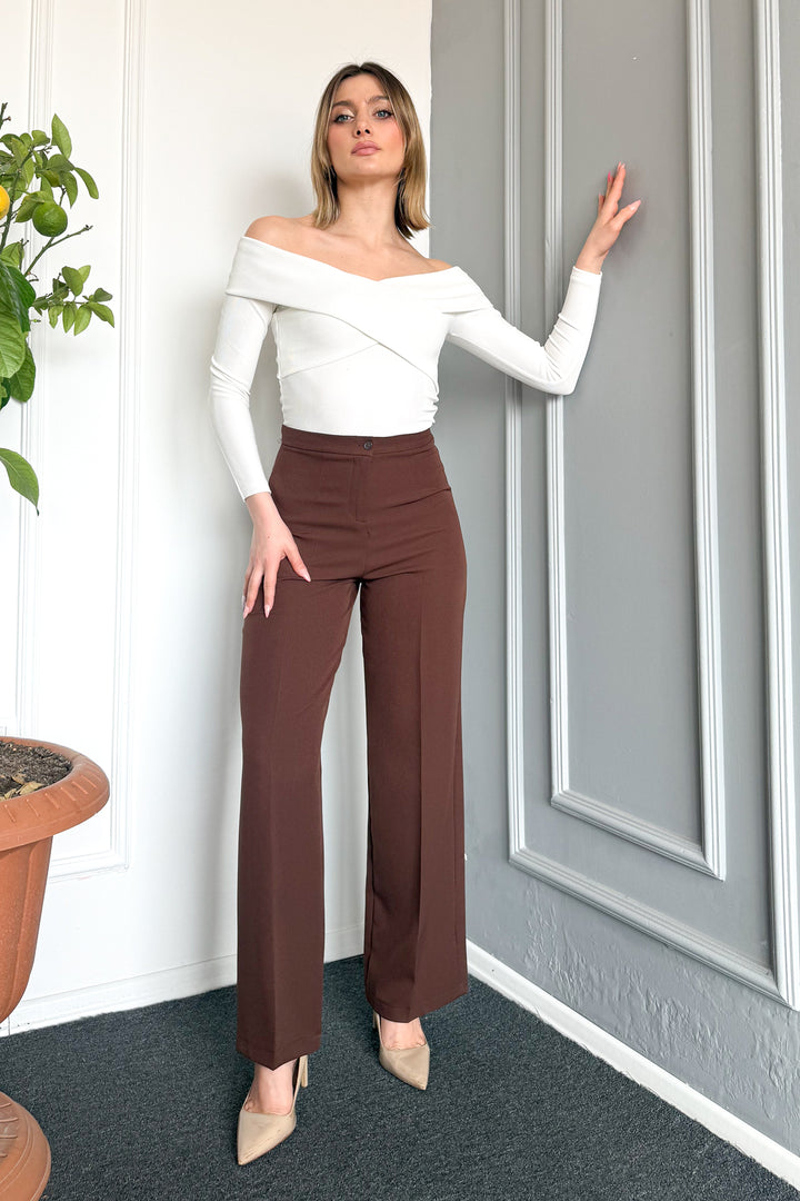 MPL Woman High Waist Wide Leg Fabric Pants 2225 - Melle