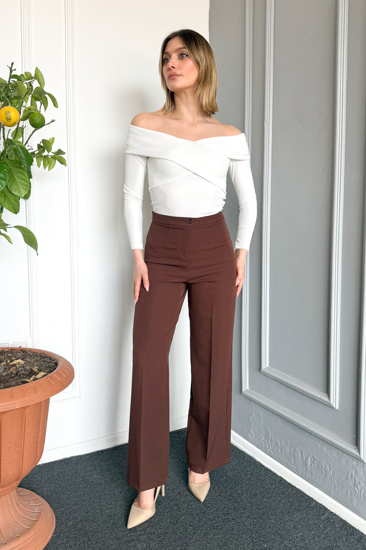 MPL Woman High Waist Wide Leg Fabric Pants 2225 - Melle