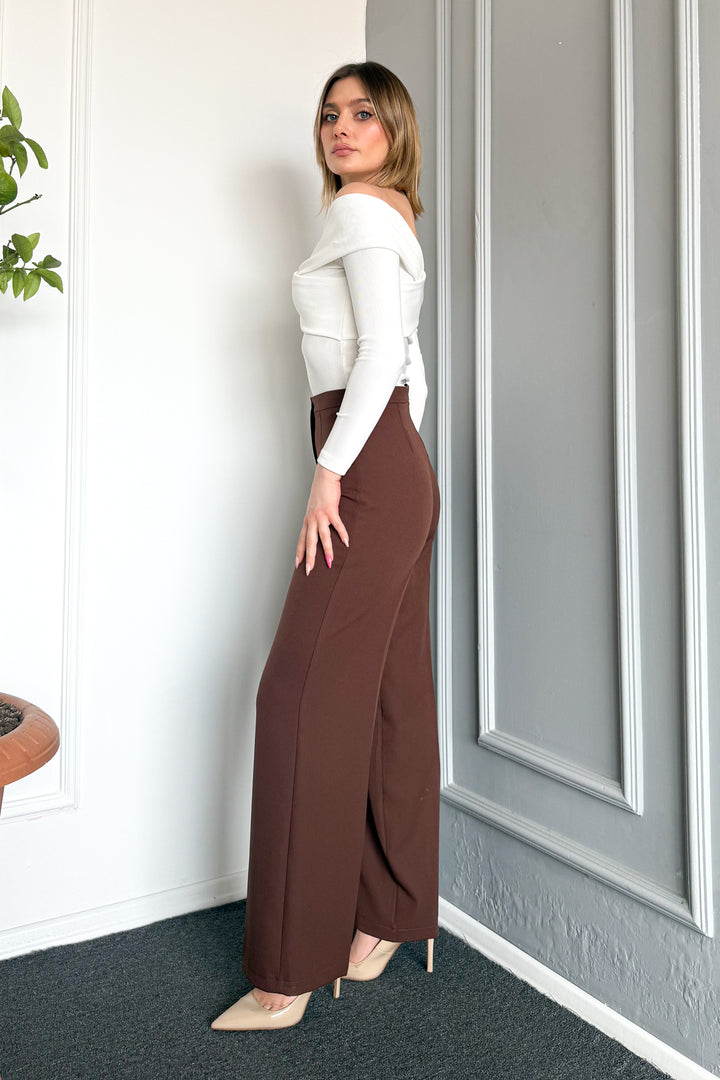 MPL Woman High Waist Wide Leg Fabric Pants 2225 - Melle