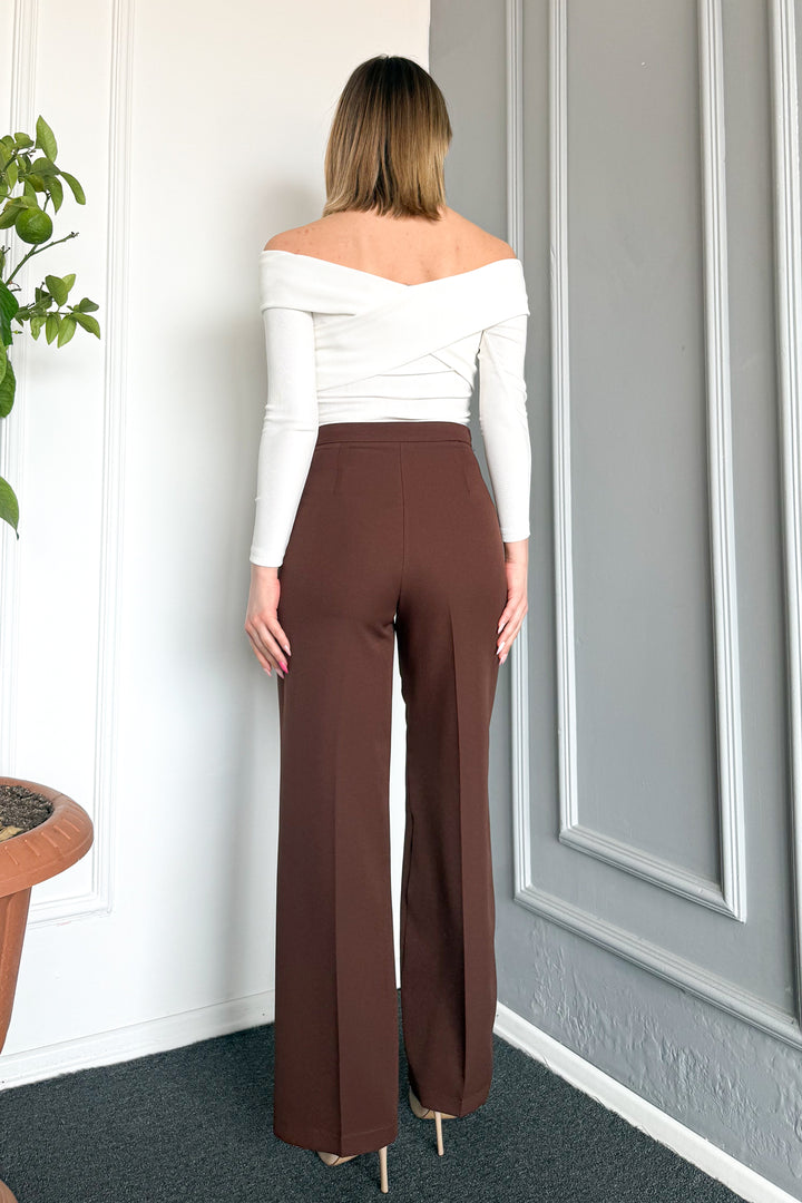 MPL Woman High Waist Wide Leg Fabric Pants 2225 - Melle