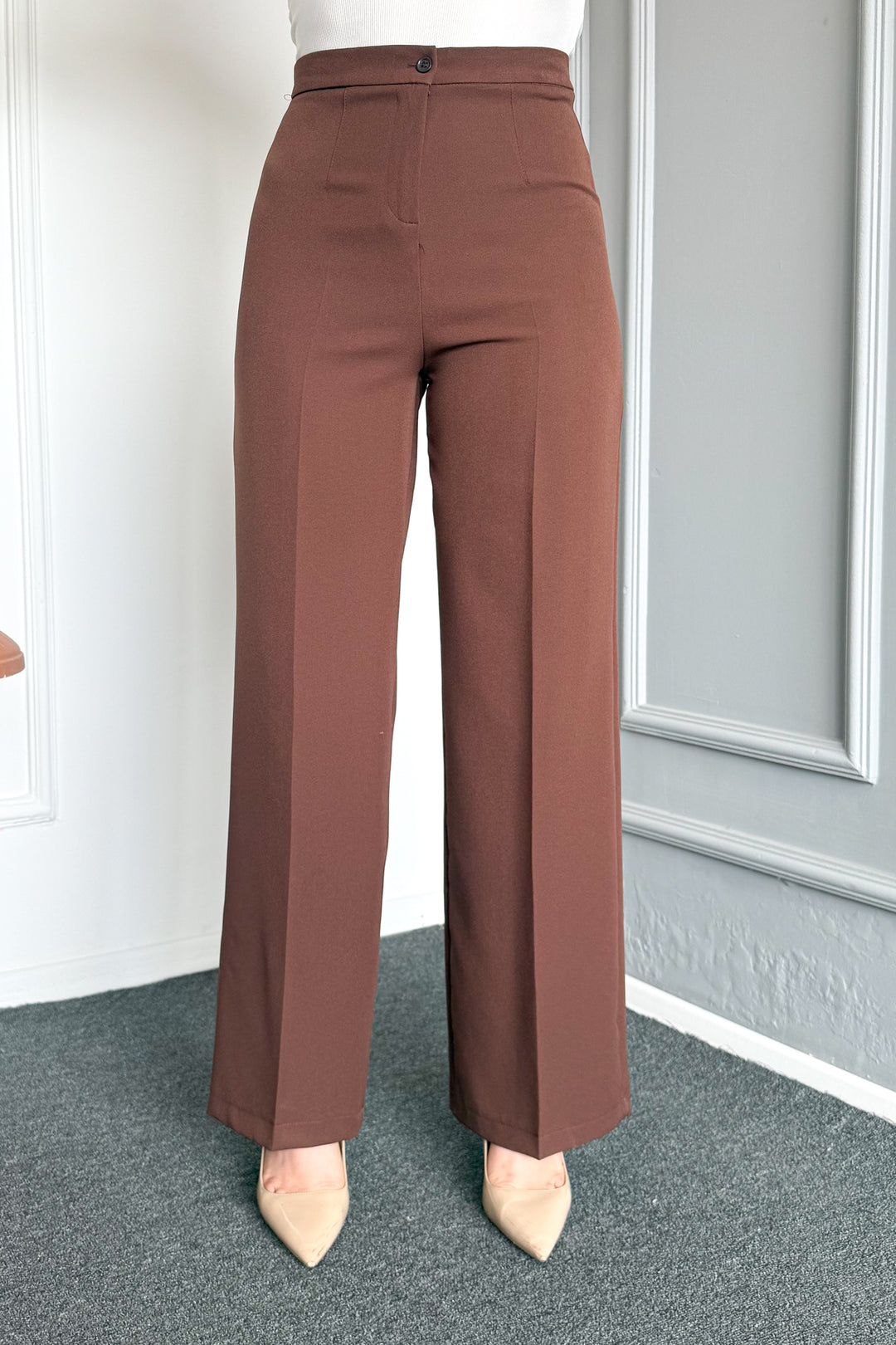 MPL Woman High Waist Wide Leg Fabric Pants 2225 - Melle