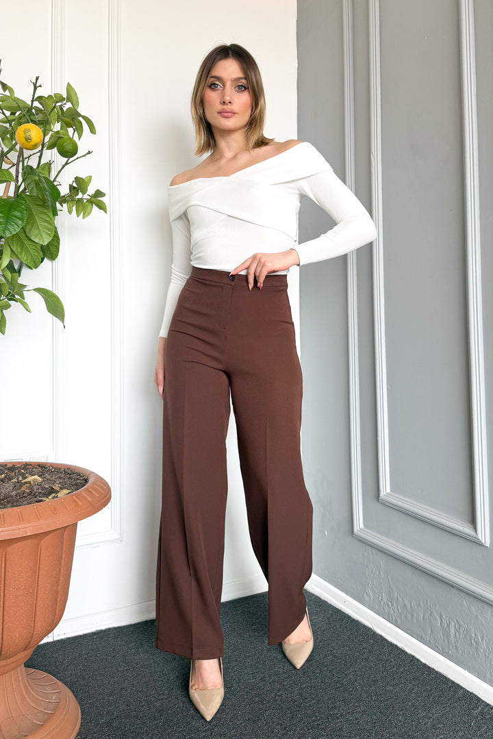 MPL Woman High Waist Wide Leg Fabric Pants 2225 - Melle