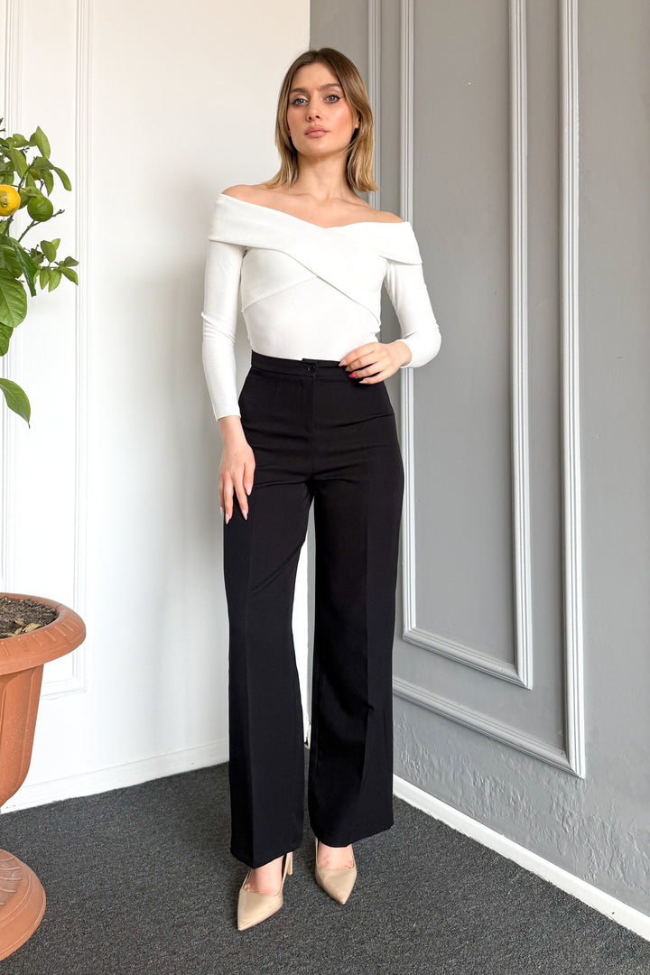 MPL Woman High Waist Wide Leg Fabric Pants 2225 - Redlands