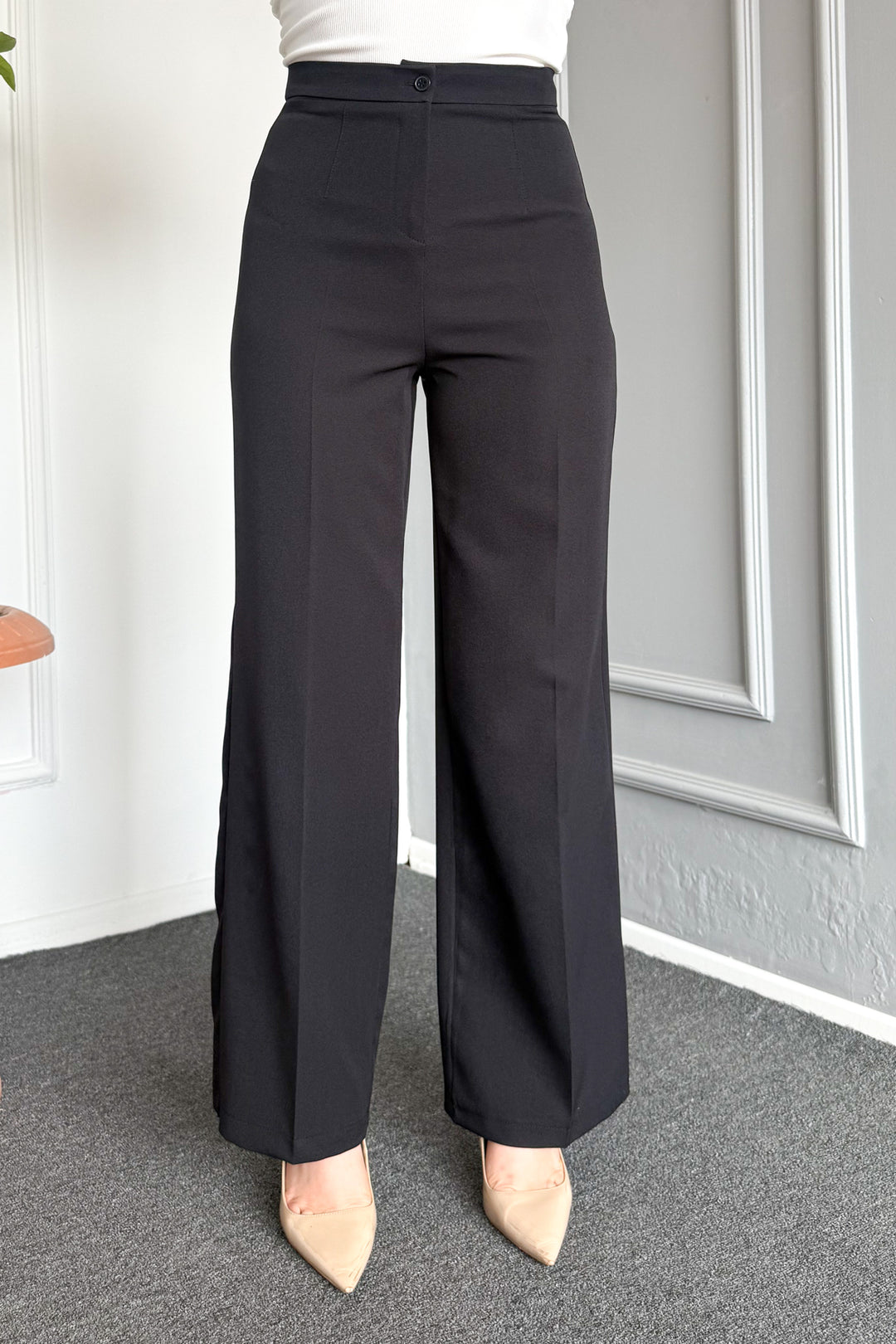 MPL Woman High Waist Wide Leg Fabric Pants 2225 - Redlands