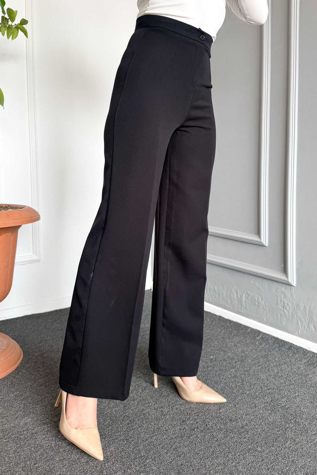 MPL Woman High Waist Wide Leg Fabric Pants 2225 - Redlands