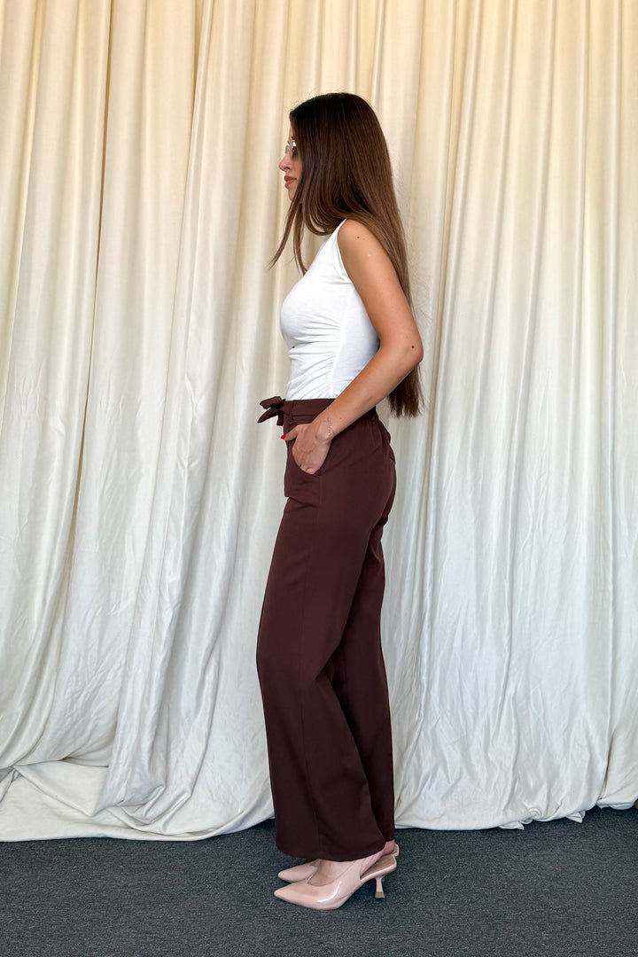 MPL Women's High Waisted Wide Leg Pants with Belt 5014 - Kornwestheim