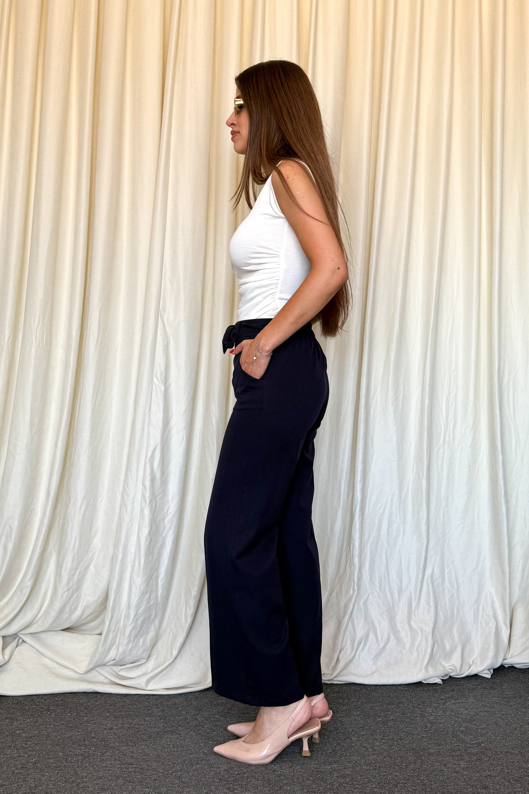 MPL Women's High Waisted Wide Leg Pants with Belt 5014 - Sugar Land