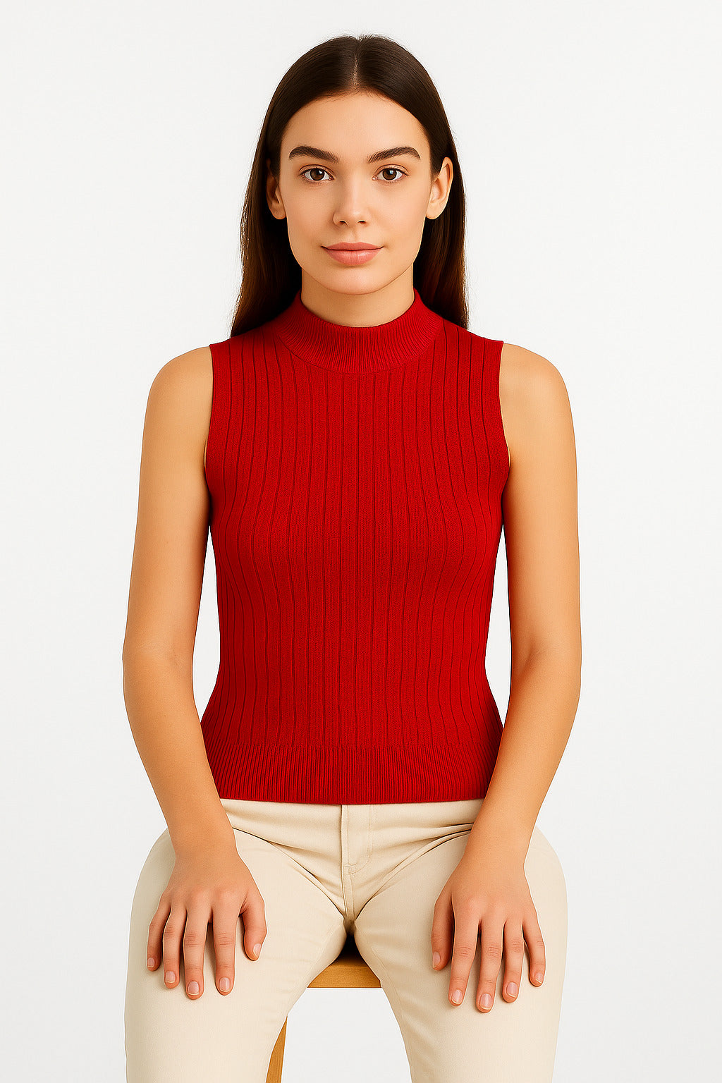 MPL Woman Sleeveless Ribbed Knit Sweater 15394 - Bruchsal