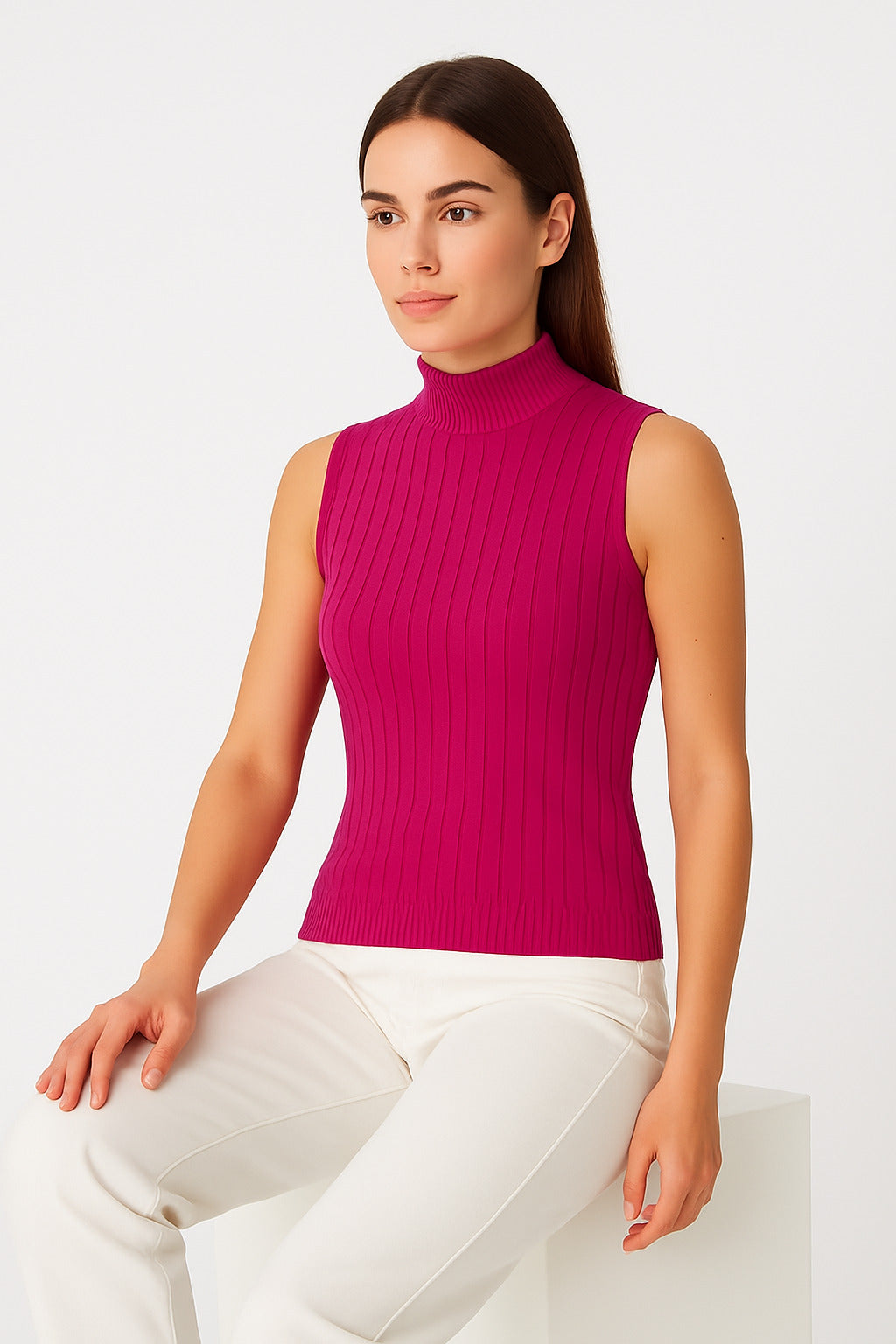 MPL Woman Sleeveless Ribbed Knit Sweater 15394 - Eltham