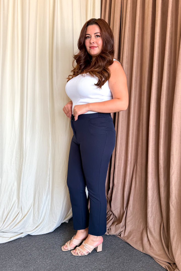 MPL Women's Elastic Waist Plus Size Fabric Pants 109 - Arcadia