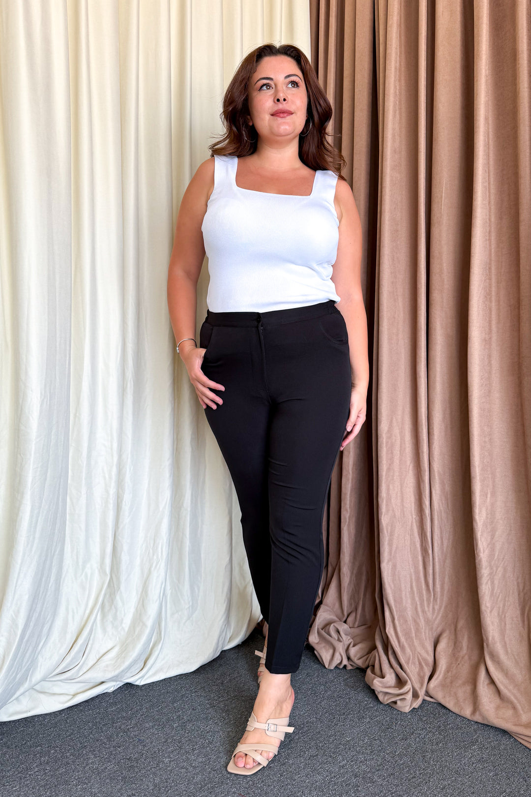 MPL Women's Elastic Waist Plus Size Fabric Pants 109 - Wesseling
