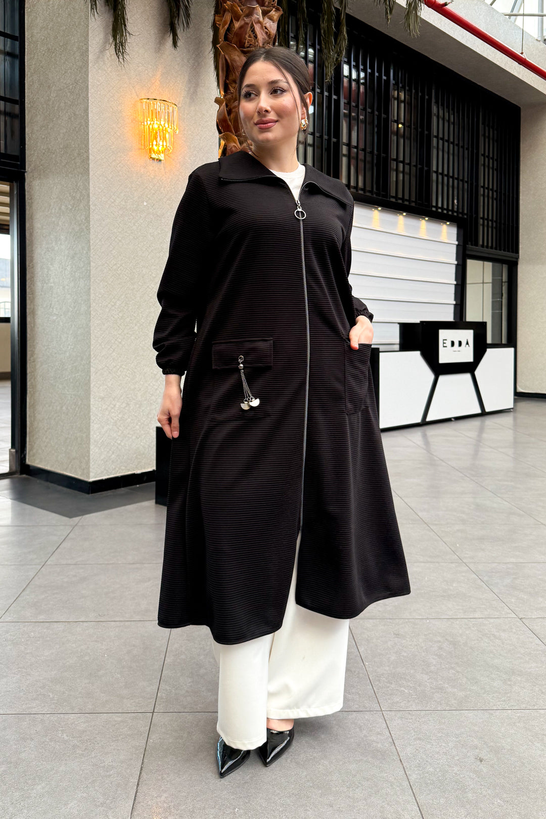 MPL Women's Plus Size Ottoman Zippered Long Coat 7517 - Louisville