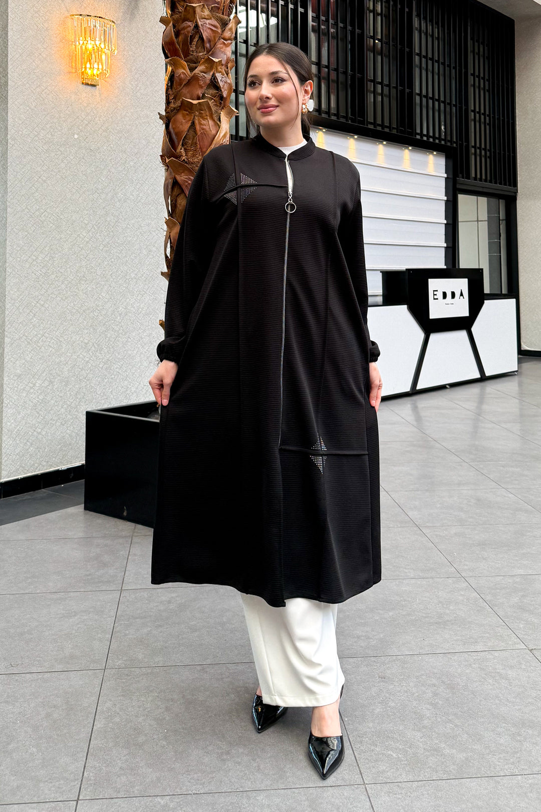 MPL Women's Plus Size Ottoman Stone-Embellished Coat 7518 - Hilversum