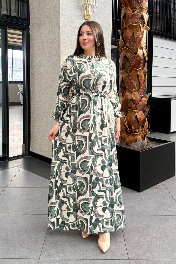 MPL Women's Plus Size Patterned Long Dress 7535 - Atenco