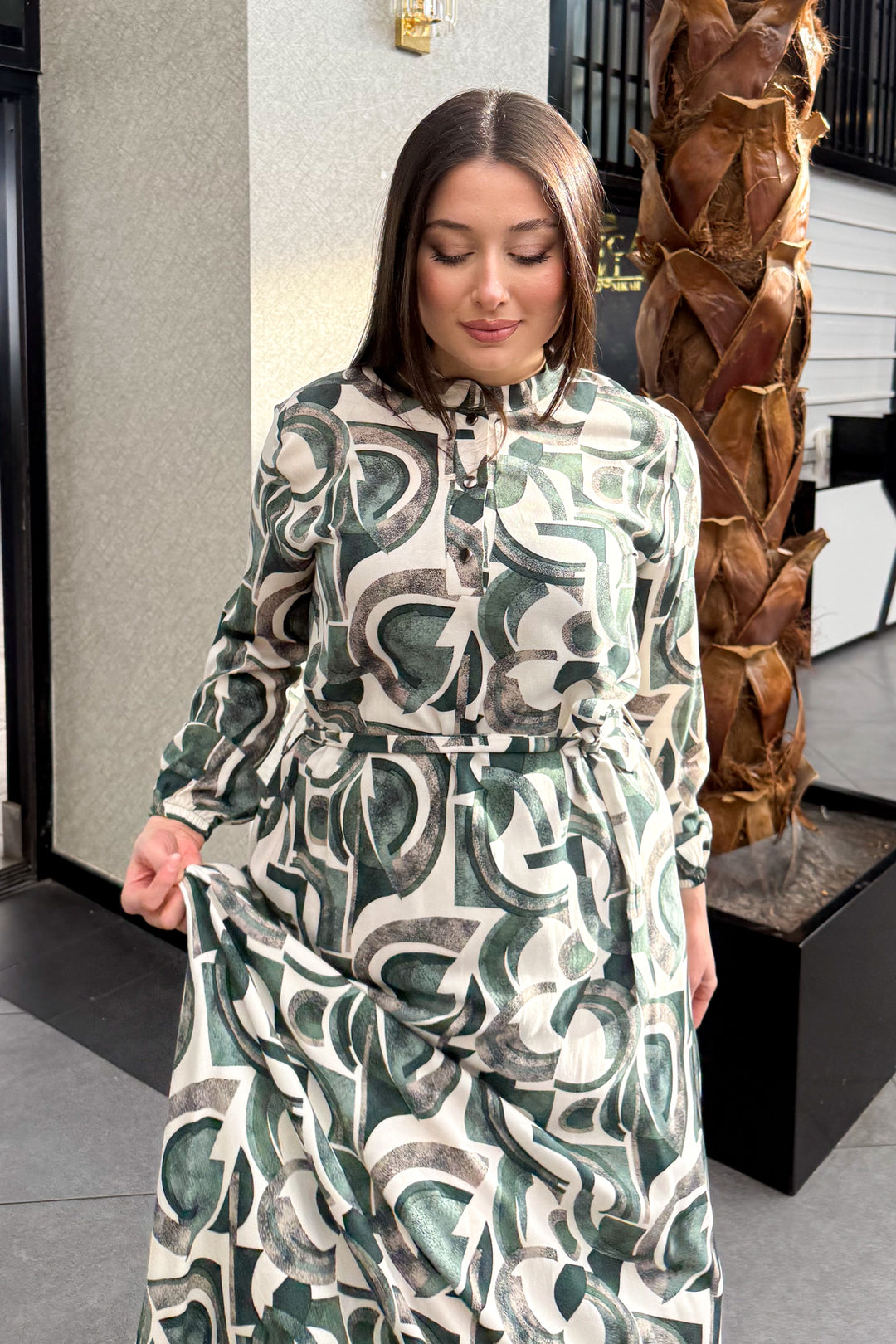 MPL Women's Plus Size Patterned Long Dress 7535 - Atenco