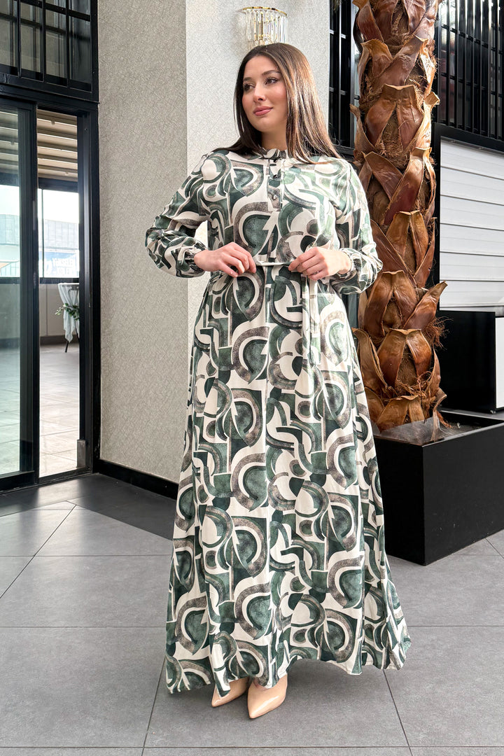 MPL Women's Plus Size Patterned Long Dress 7535 - Atenco