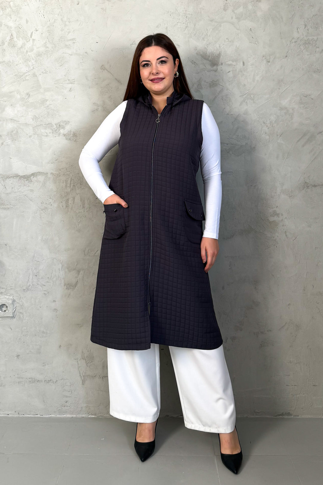 MPL Woman Quilted Zippered Long Vest 7545 - Igualada