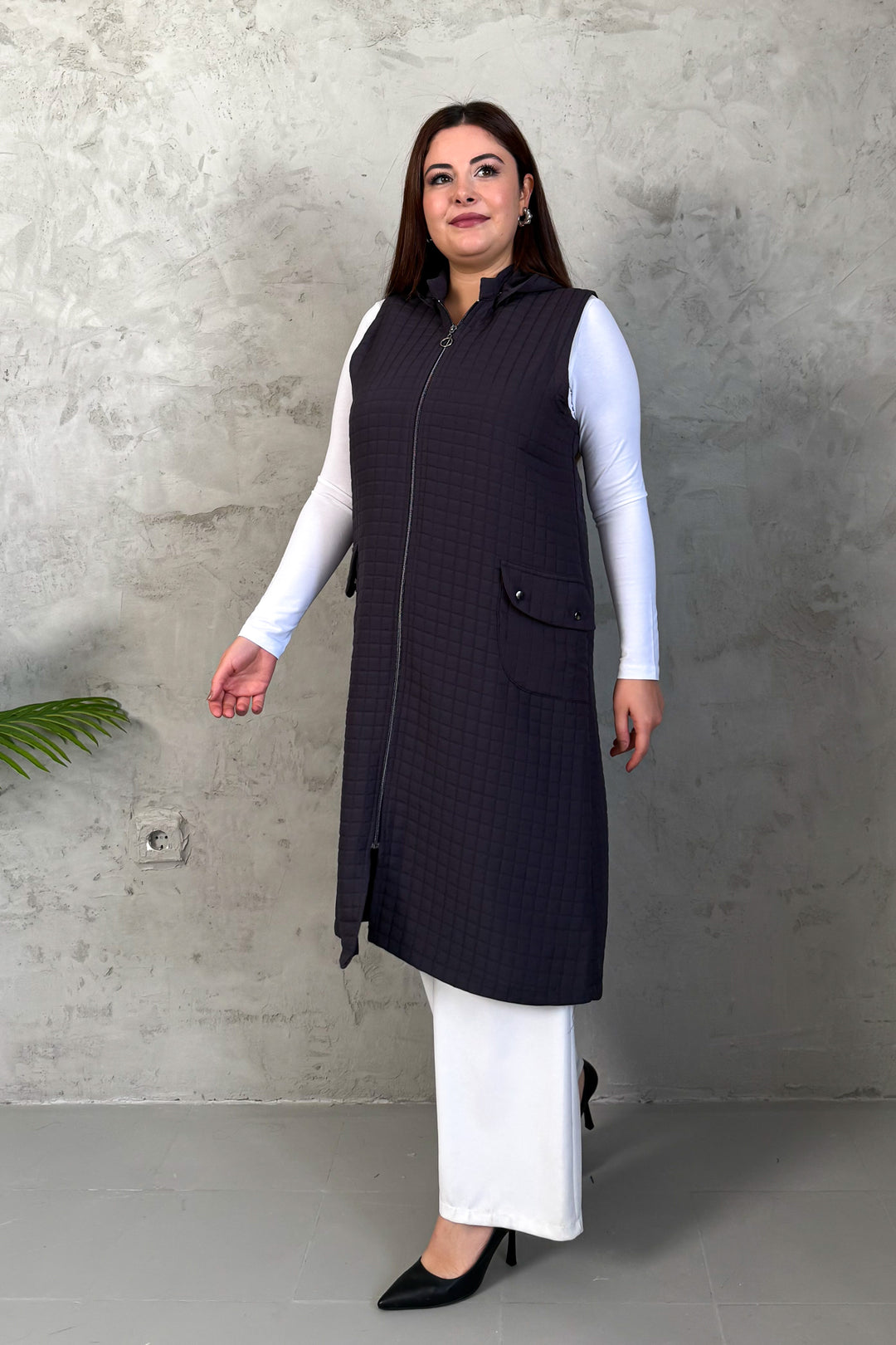 MPL Woman Quilted Zippered Long Vest 7545 - Igualada