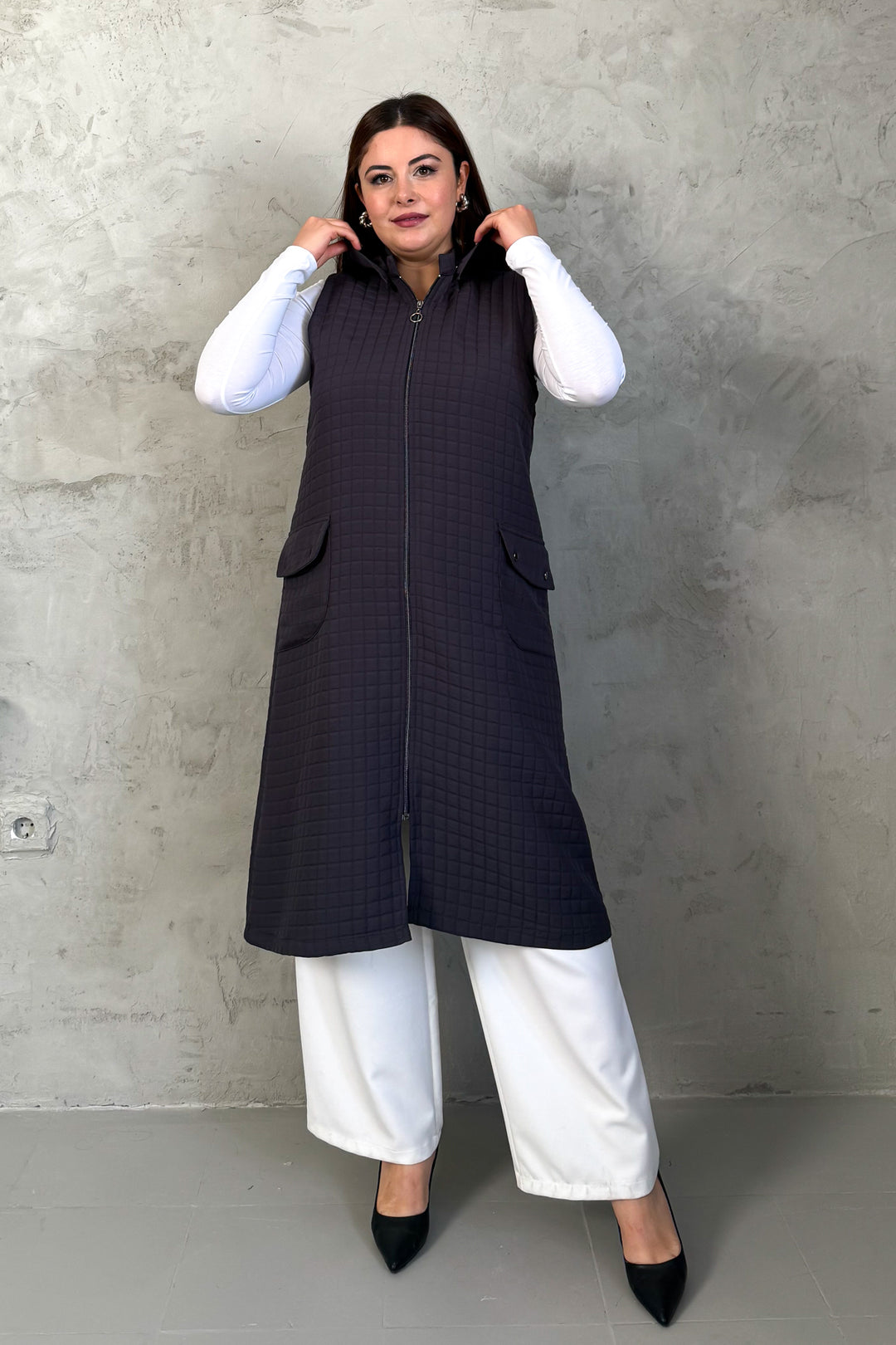 MPL Woman Quilted Zippered Long Vest 7545 - Igualada