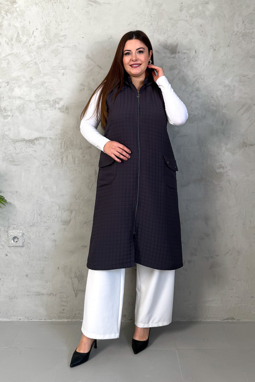 MPL Woman Quilted Zippered Long Vest 7545 - Igualada