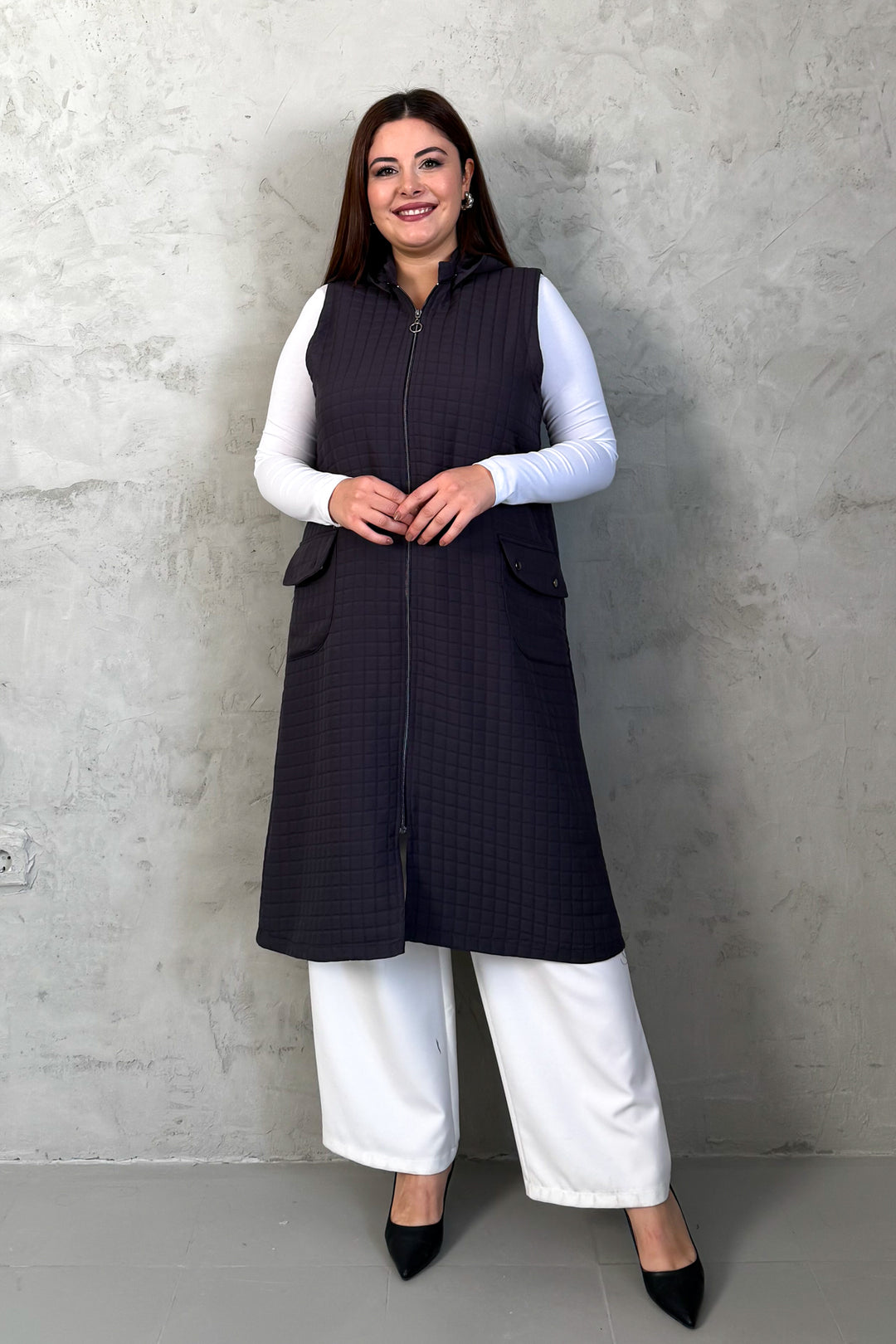 MPL Woman Quilted Zippered Long Vest 7545 - Igualada