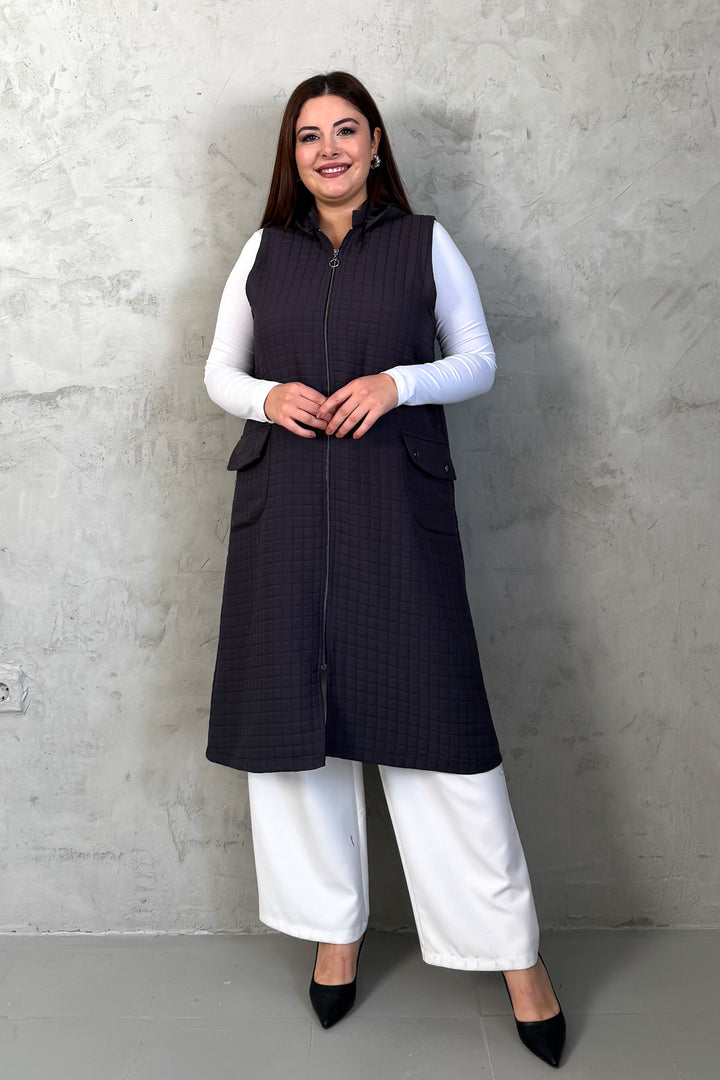MPL Woman Quilted Zippered Long Vest 7545 - Igualada
