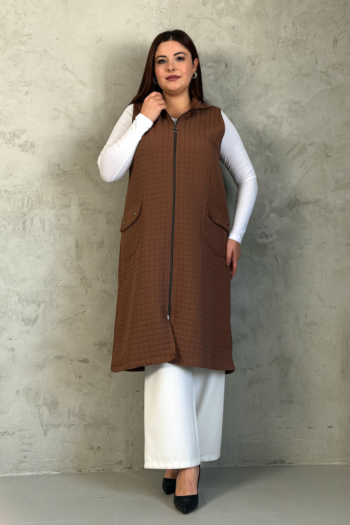 MPL Woman Quilted Zippered Long Vest 7545 - Newcastle