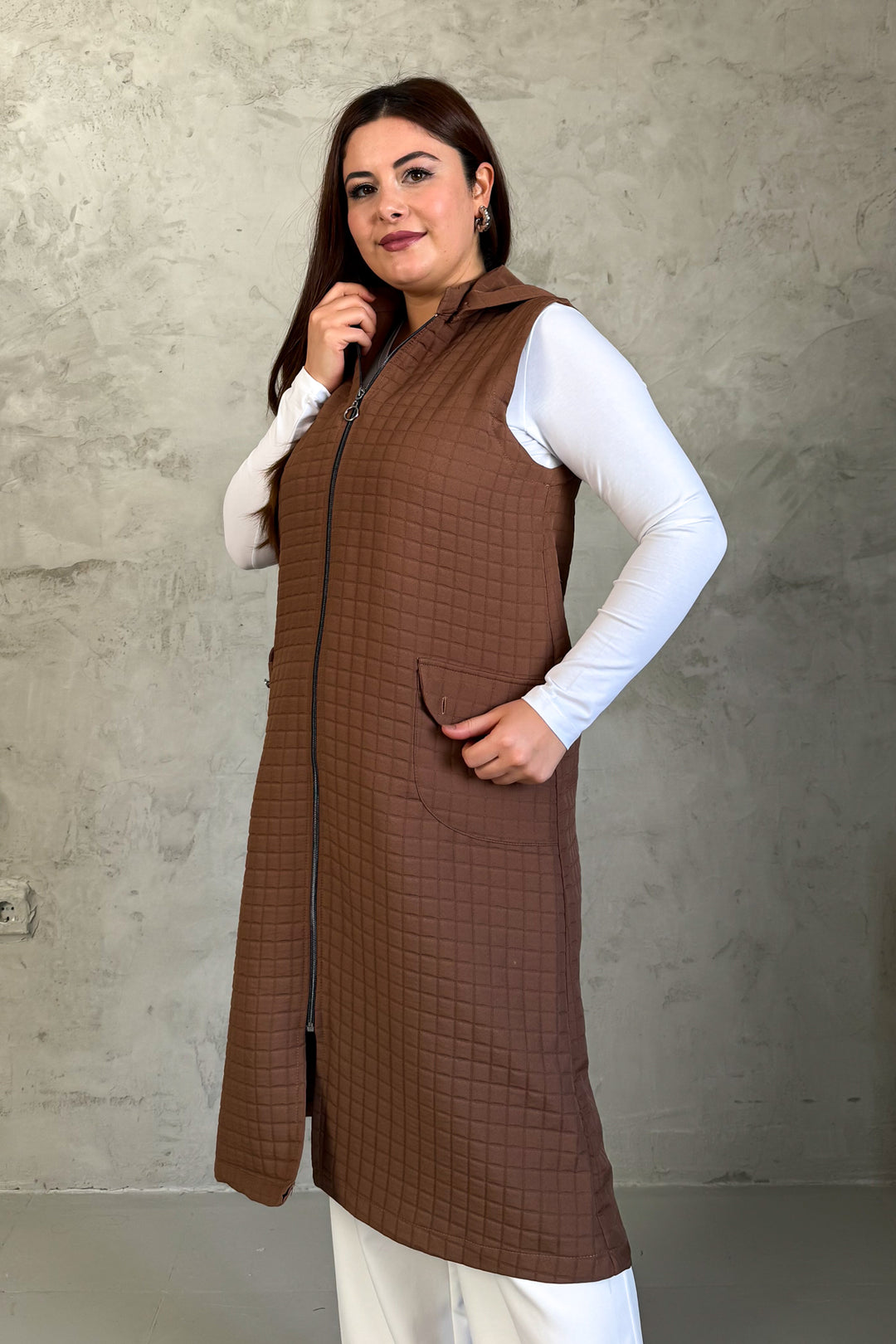 MPL Woman Quilted Zippered Long Vest 7545 - Newcastle