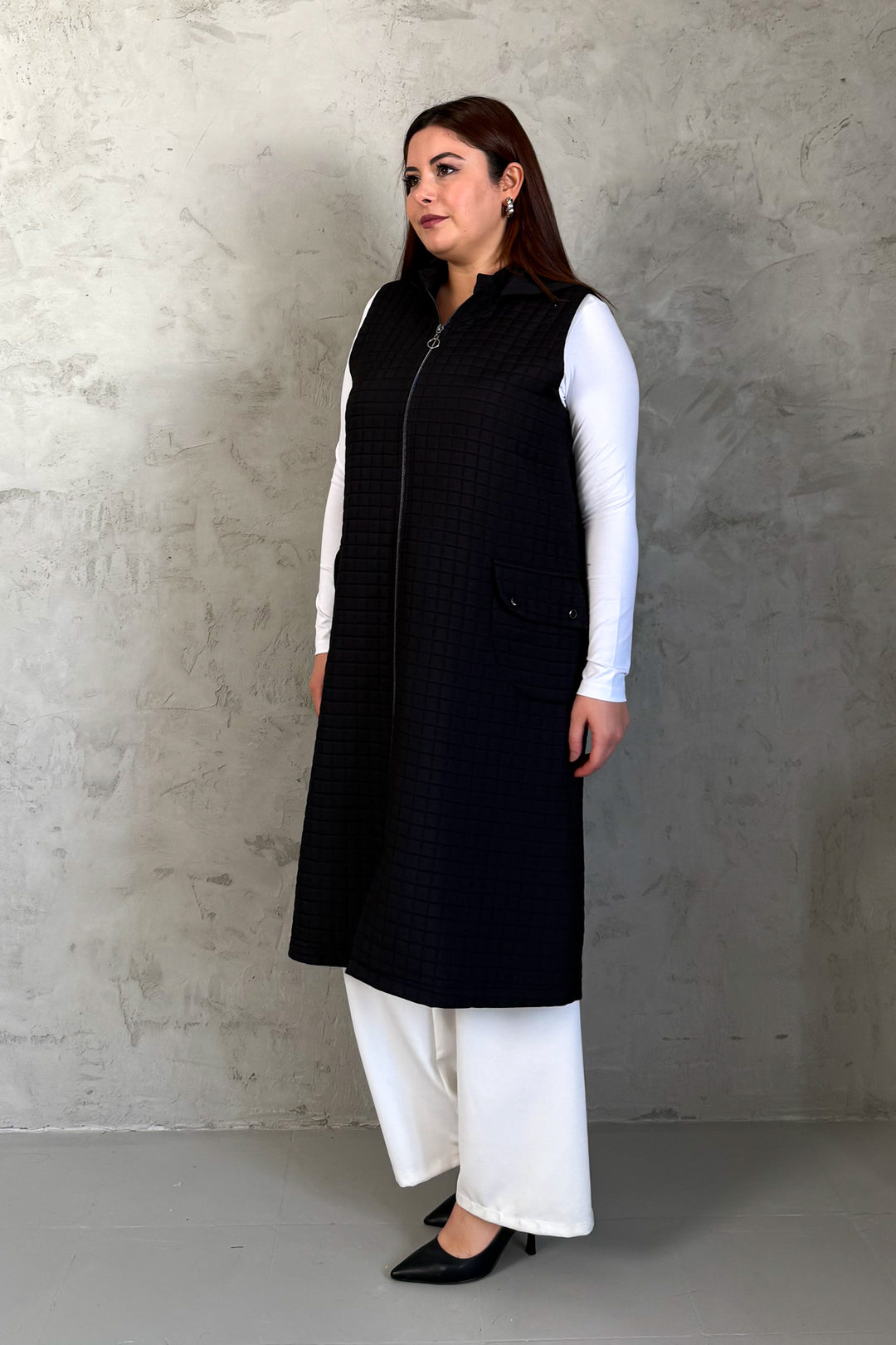 MPL Woman Quilted Zippered Long Vest 7545 - Lauderdale Lakes