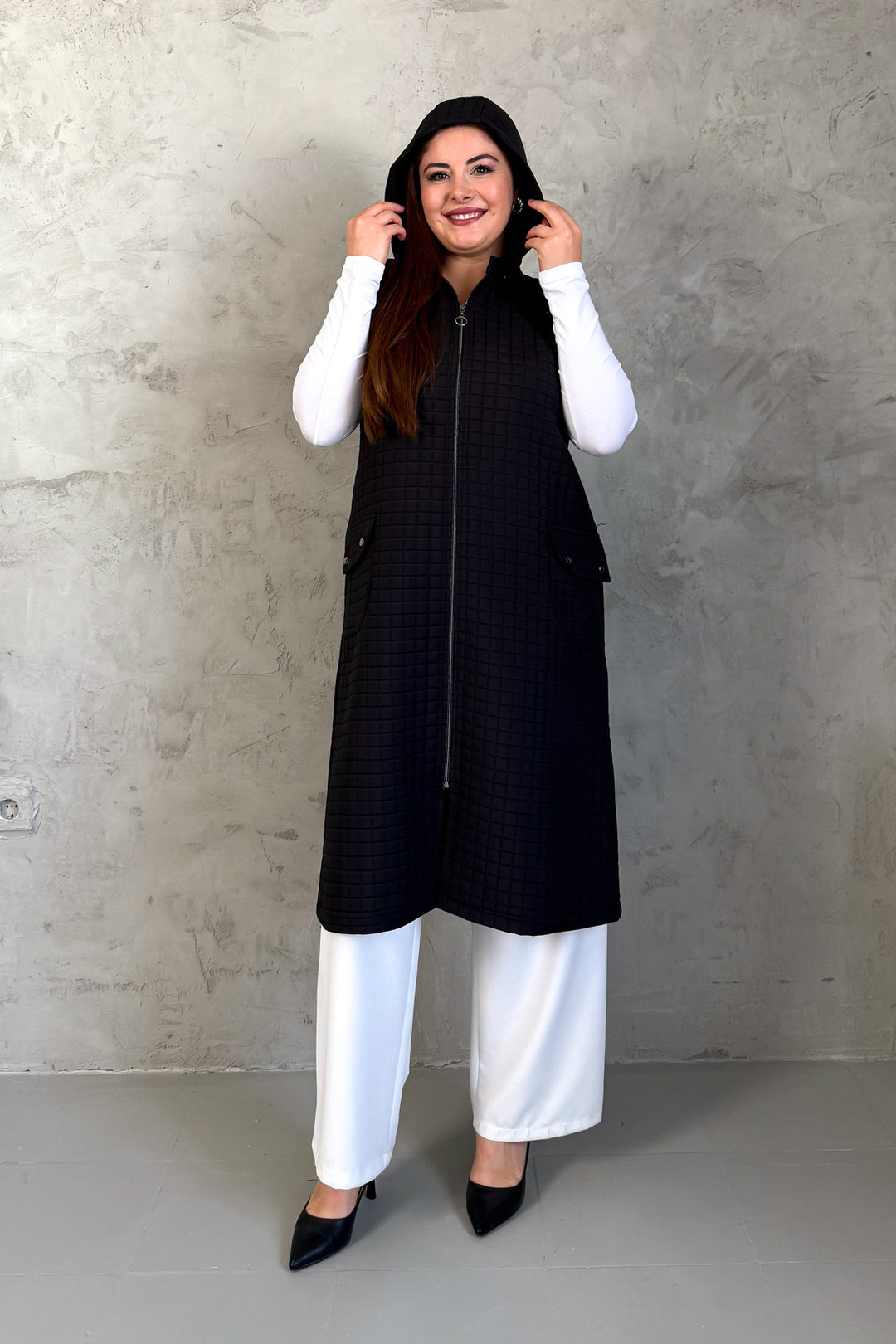 MPL Woman Quilted Zippered Long Vest 7545 - Lauderdale Lakes