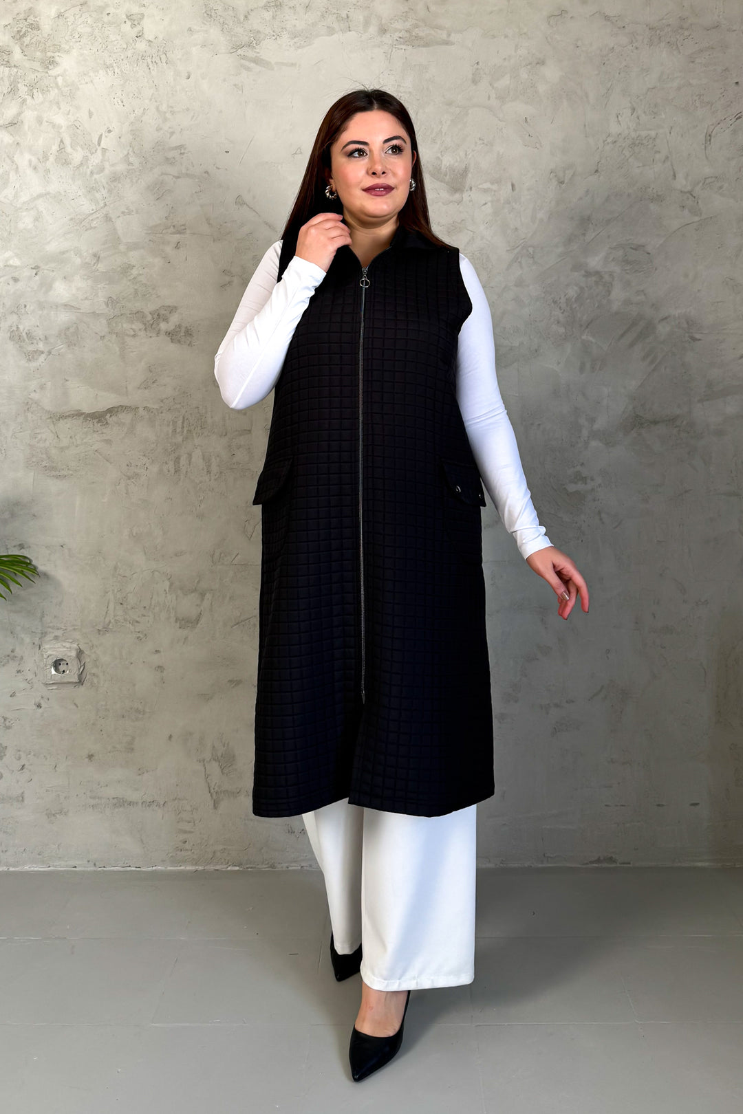 MPL Woman Quilted Zippered Long Vest 7545 - Lauderdale Lakes