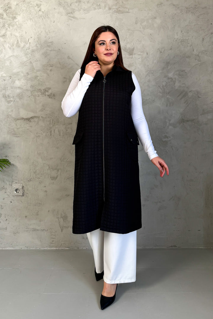 MPL Woman Quilted Zippered Long Vest 7545 - Lauderdale Lakes
