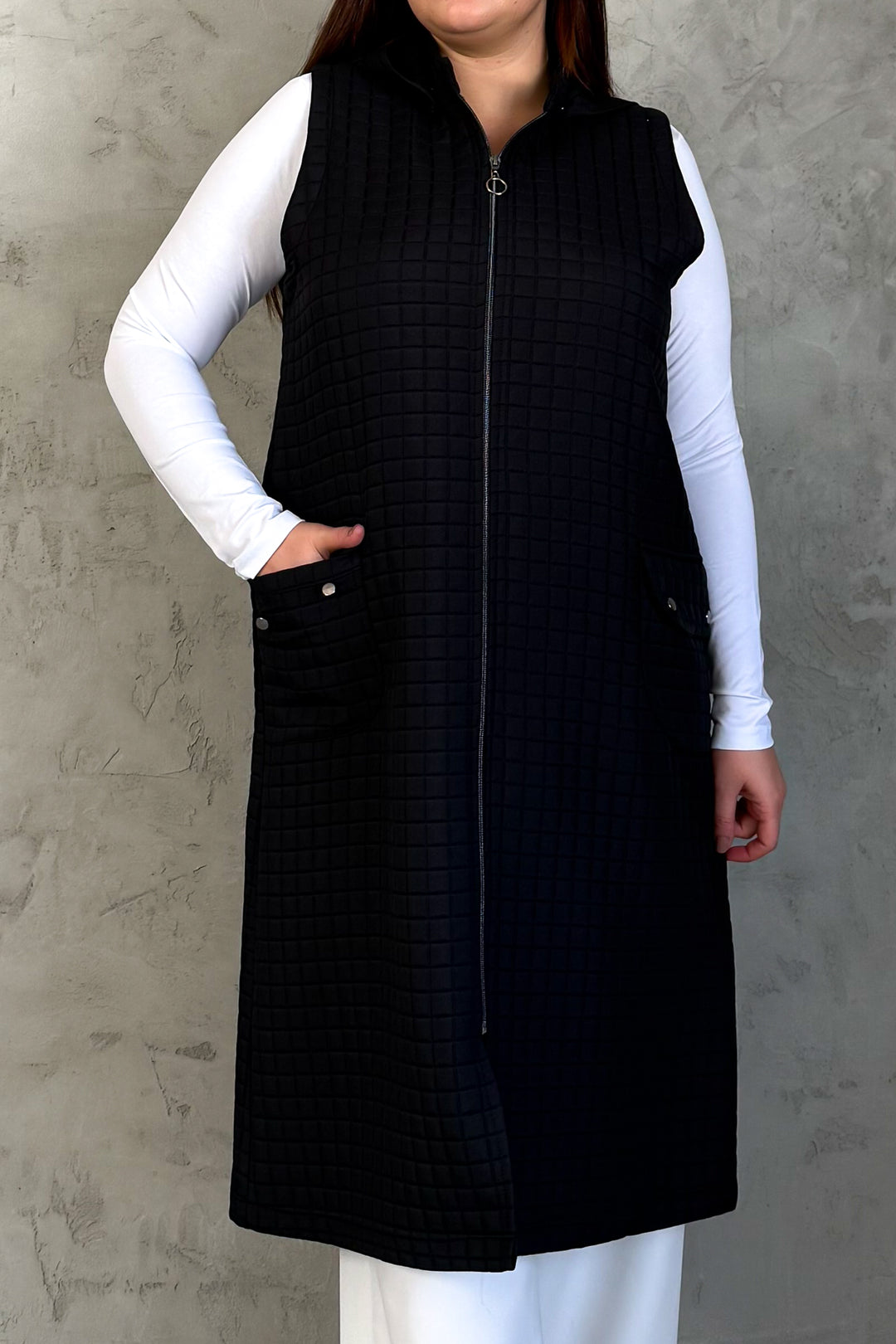 MPL Woman Quilted Zippered Long Vest 7545 - Lauderdale Lakes