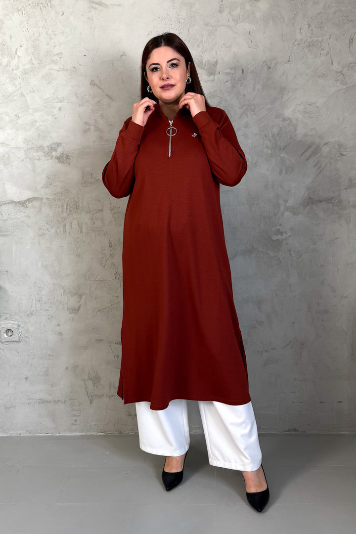 MPL Women's Collar Zippered Modal Long Tunic 7561 - Grand Prairie