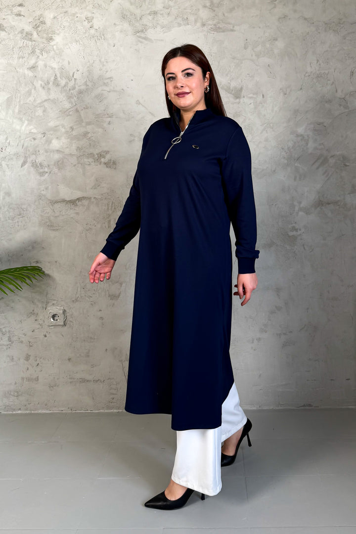 MPL Women's Collar Zippered Modal Long Tunic 7561 - Vushtrri