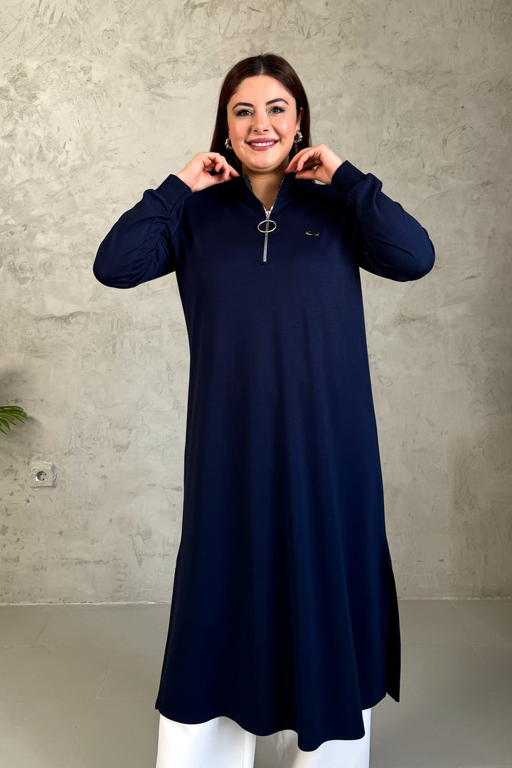 MPL Women's Collar Zippered Modal Long Tunic 7561 - Vushtrri
