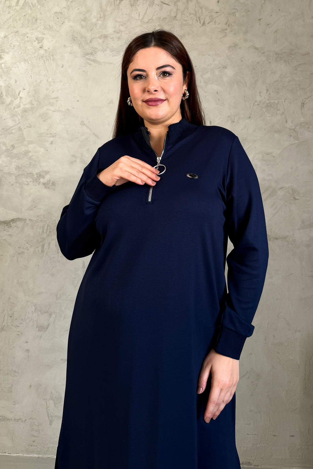 MPL Women's Collar Zippered Modal Long Tunic 7561 - Vushtrri