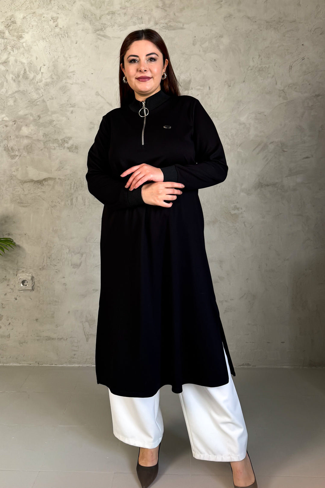 MPL Women's Collar Zippered Modal Long Tunic 7561 - Villefranche-sur-Saône