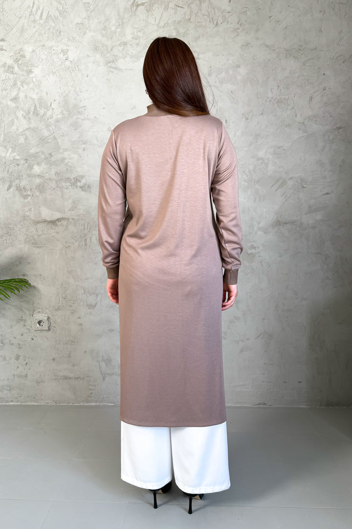 MPL Women's Collar Zippered Modal Long Tunic 7561 - Greenacres